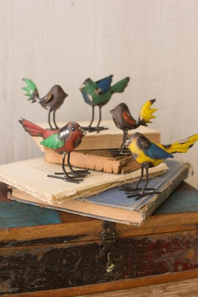 Set Of Five Recycled Metal Birds