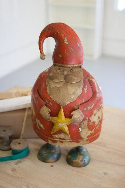 Painted Recycled Metal Santa