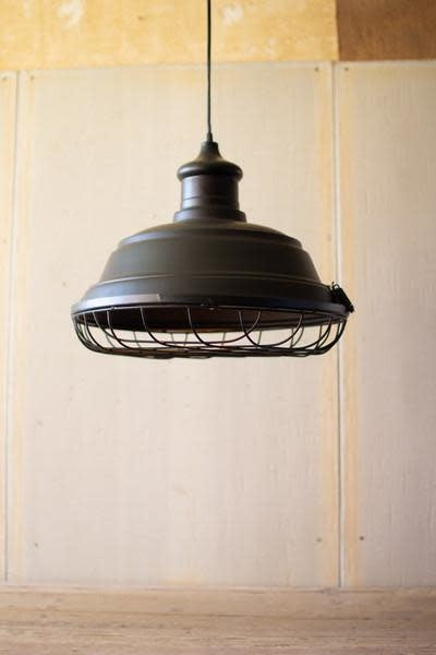 Black Metal Caged Pendant Light