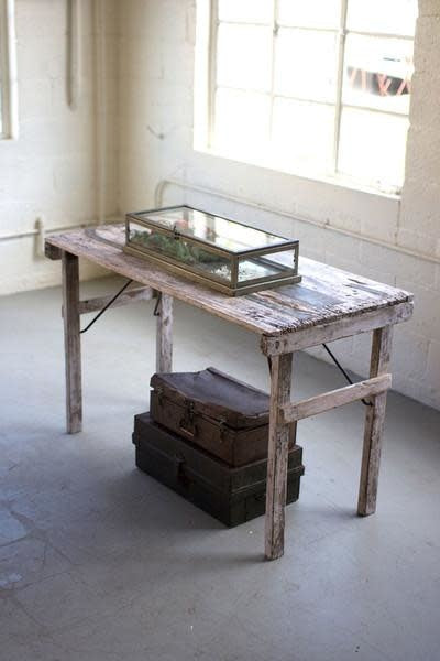 Antique White Washed Folding Recycled Wooden Tent Table