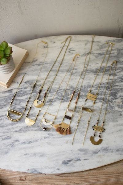 Set Of Six Antique Brass Pendants