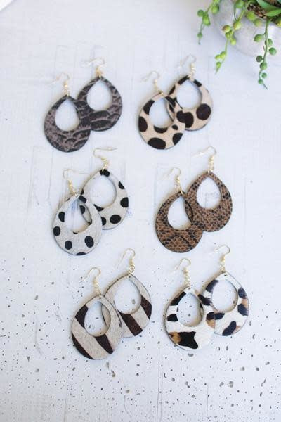 Set Of Six Assorted Animal Print Earrings