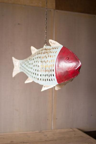 Painted Iron Fish Candle Holder