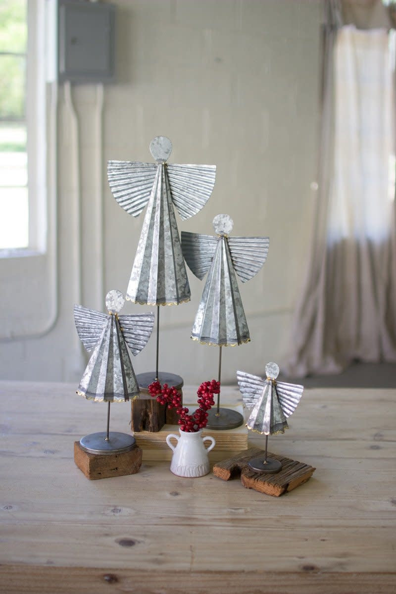 Set Of Four Galvanized Angels