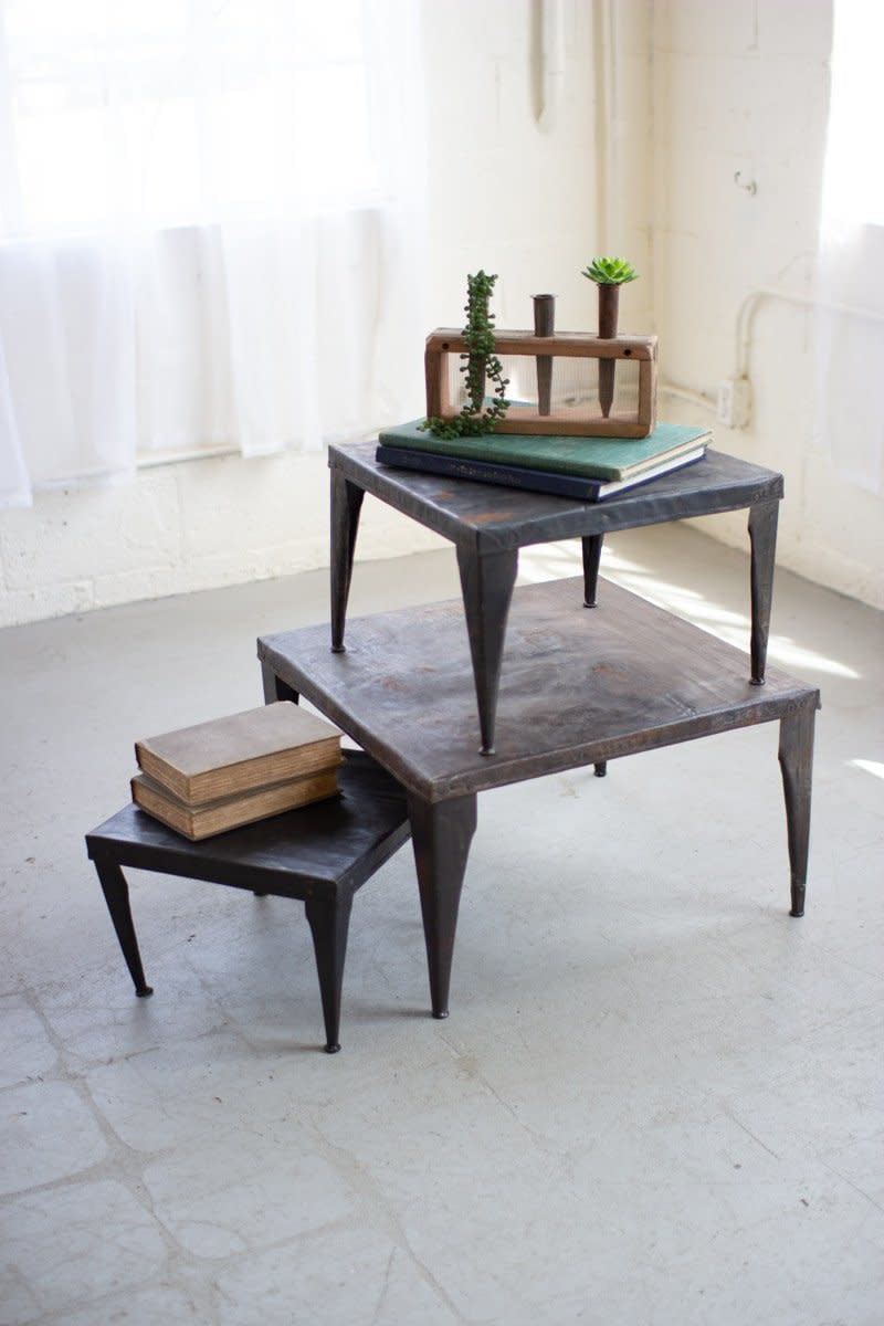 Set Of Three Recycled Metal Large Risers