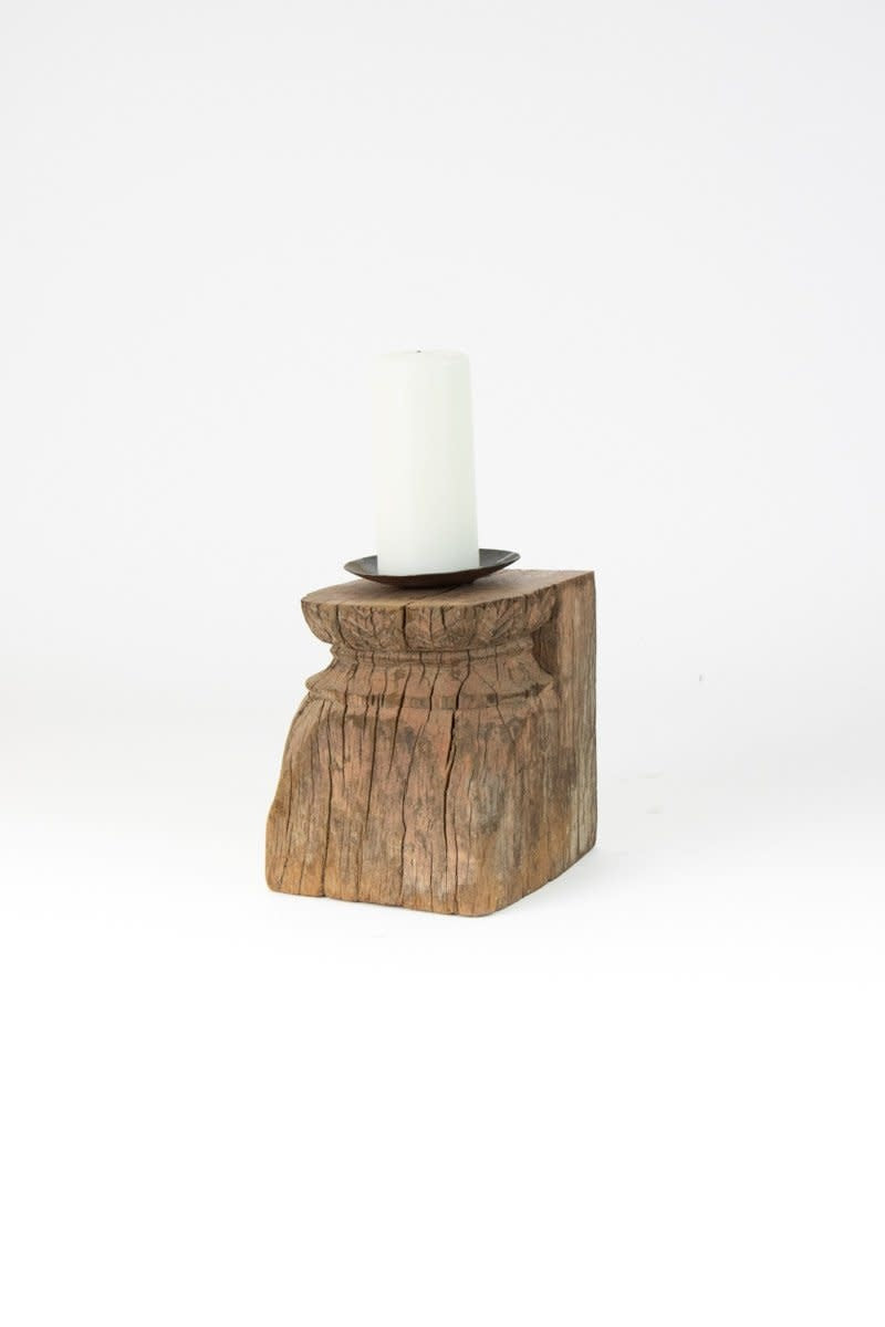 Repurposed Antique Wooden Column Candle Holder