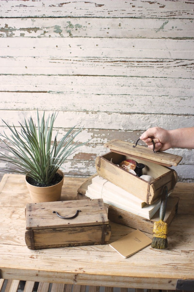 Repurposed Wooden Brick Mold Box With Lid