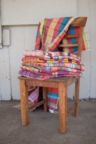 Set Of 6 Assorted Recycled Cotton Throws