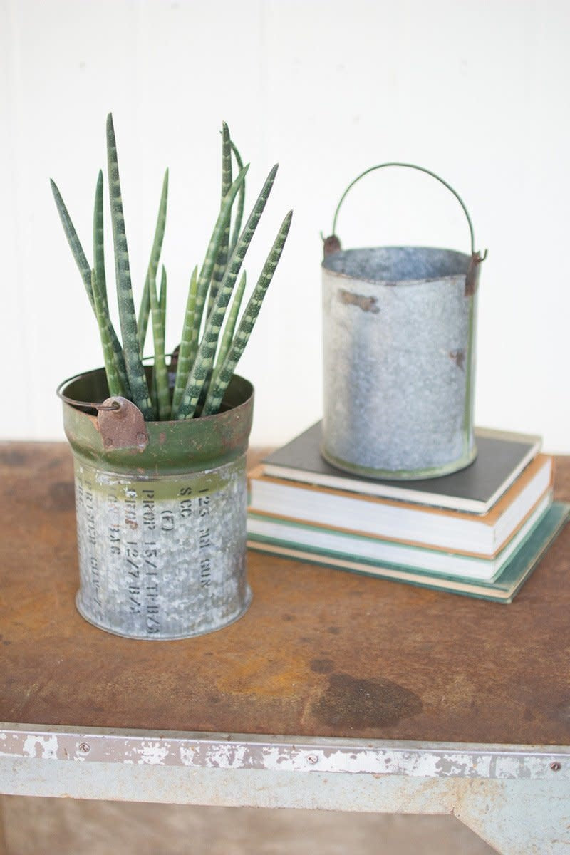 Set/2 Reclaimed Ammunition Canister Buckets W/handle