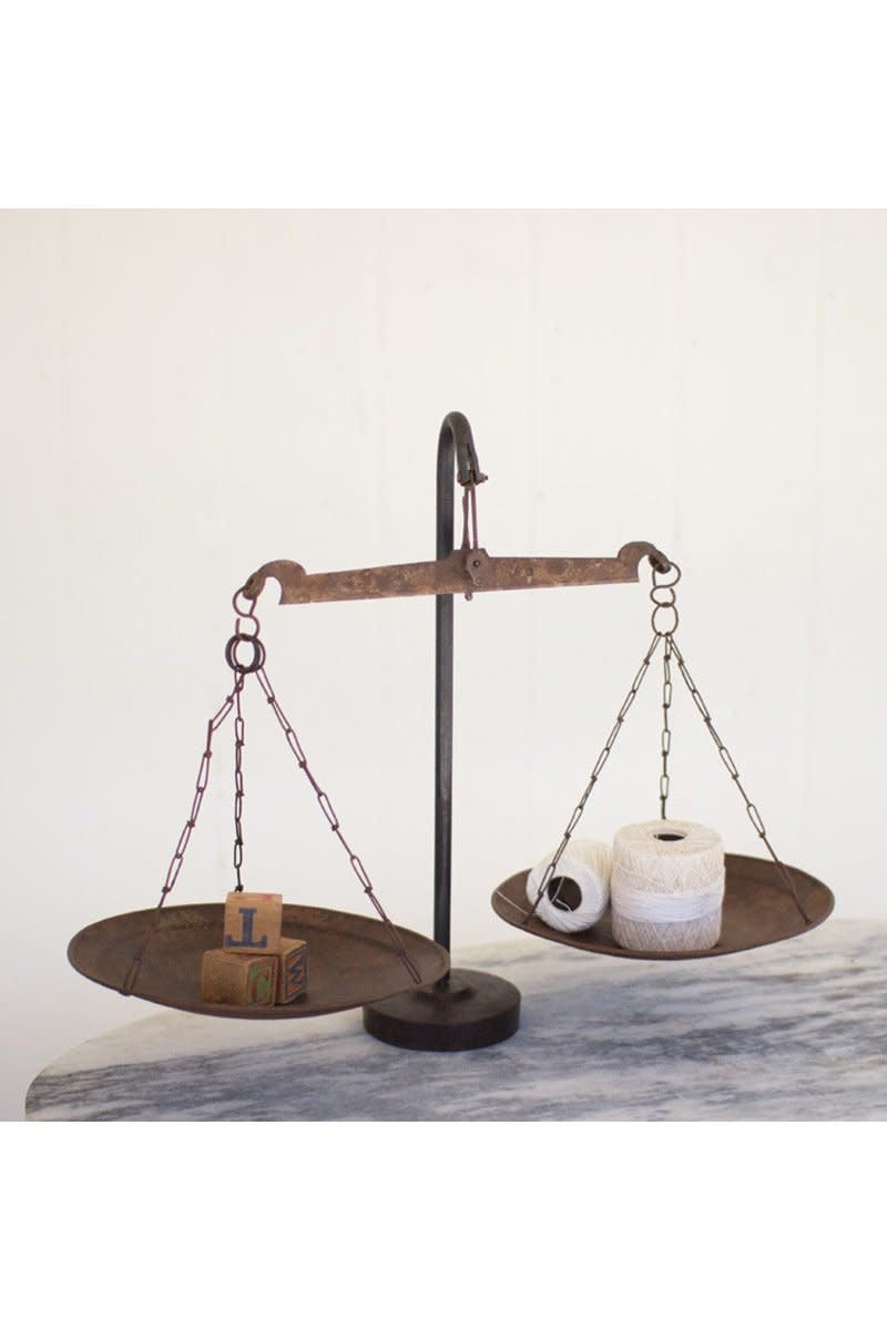 Antique Metal Scale W/weighted Iron Base