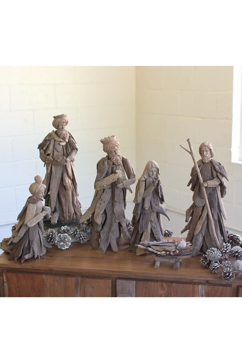 Set Of 6 Driftwood Nativity Set
