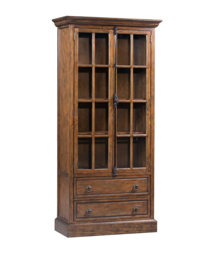 2 Drawer 2 Glass Door Curio Cabinet