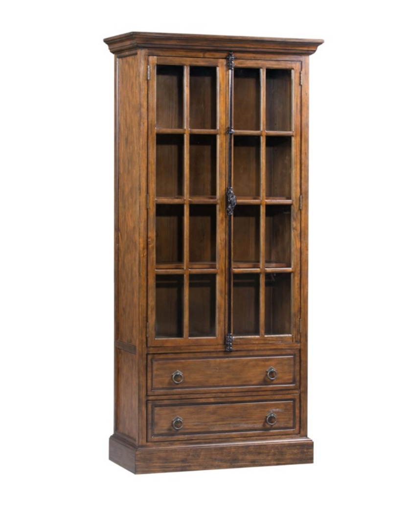2 Drawer 2 Glass Door Curio Cabinet