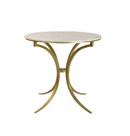 Antique Brass and White Marble Round Table