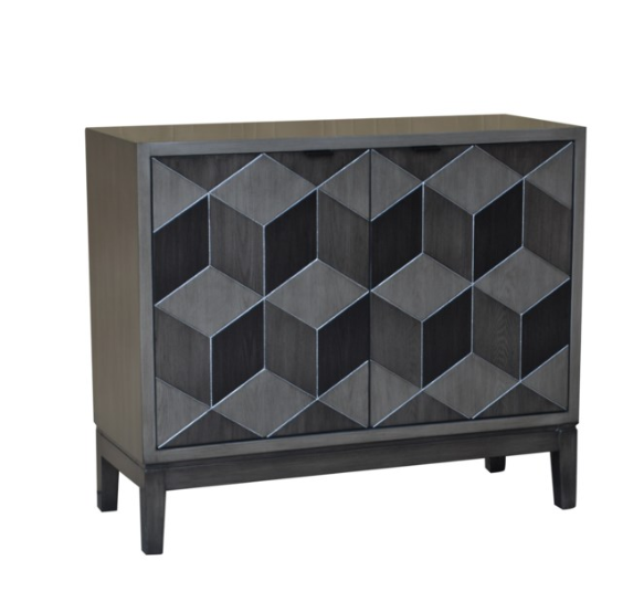 Geometric Block Veneer 2 Door Cabinet