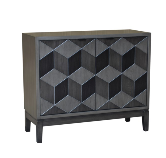 Geometric Block Veneer 2 Door Cabinet