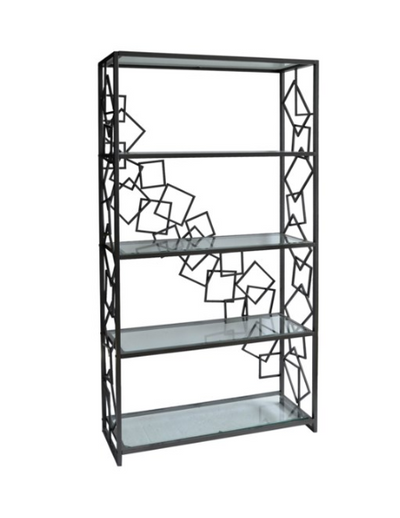 Geometric Gunmetal and Glass Bookcase
