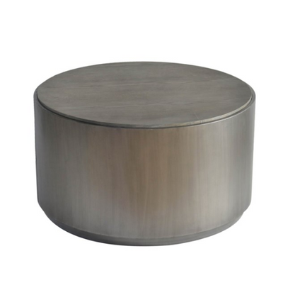 Round Gunmetal Cocktail Table with Grey Oak Top