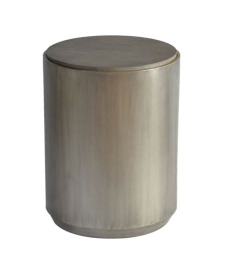 Round Gunmetal End Table with Grey Oak Top