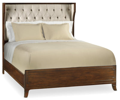 Palisade Upholstered Shelter Queen Bed - Taupe Fabric